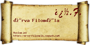 Árva Filoméla névjegykártya